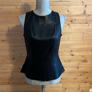 BarIII Black Faux Leather Top Sz M